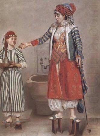 Jean-Etienne Liotard Dame franque vetue a la turque et sa servante (mk32) china oil painting image